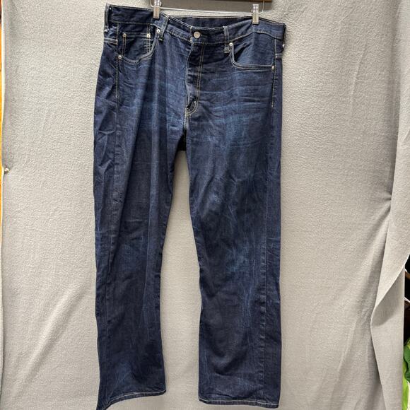 Levi's 569 Jeans Mens 38x34 (40x33 ACTUAL) Loose Straight Blue Denim Indigo Wash - Picture 2 of 10